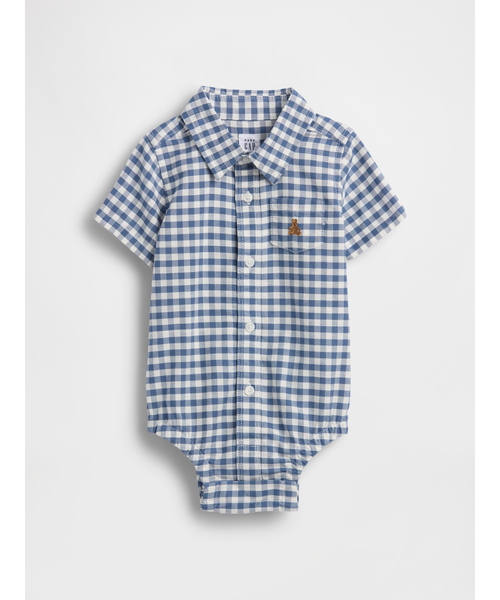 GAP(ギャップ)の「ギンガムチェック オックスフォード ボディスーツ (ベビー)(ロンパース・キッズ・ブルー・80cm/70cm/60cm/50cm/90cm)」の1枚目の写真