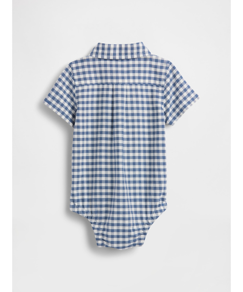 GAP(ギャップ)の「ギンガムチェック オックスフォード ボディスーツ (ベビー)(ロンパース・キッズ・ブルー・80cm/70cm/60cm/50cm/90cm)」の2枚目の写真