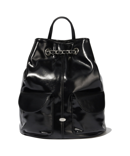 クローバーハート レザー チェーン バックパック Black