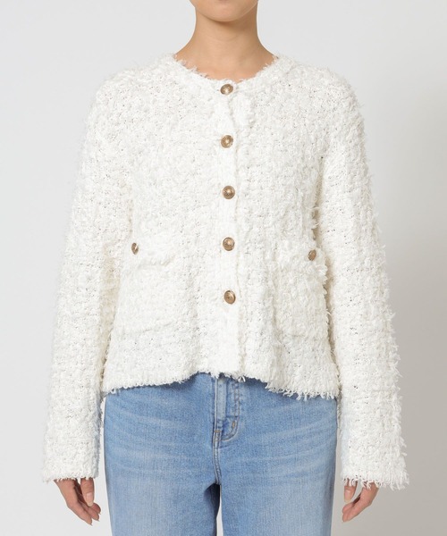 BABYLONE（バビロン）の「ツイードニットジャケット（ノーカラージャケット・レディース・ブラック/ホワイト・フリー）」の17枚目の写真