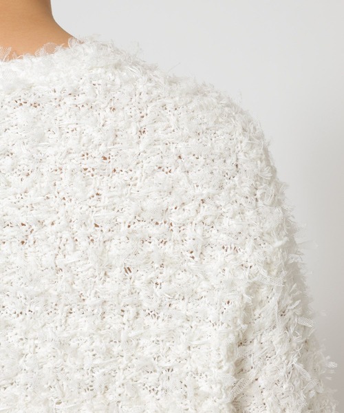 BABYLONE（バビロン）の「ツイードニットジャケット（ノーカラージャケット・レディース・ブラック/ホワイト・フリー）」の20枚目の写真