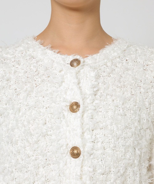 BABYLONE（バビロン）の「ツイードニットジャケット（ノーカラージャケット・レディース・ブラック/ホワイト・フリー）」の21枚目の写真