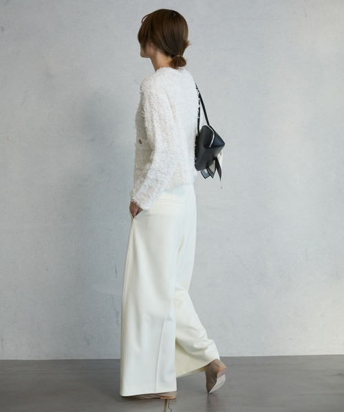 BABYLONE（バビロン）の「ツイードニットジャケット（ノーカラージャケット・レディース・ブラック/ホワイト・フリー）」の9枚目の写真