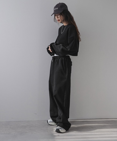 bohmal（ボマール）の「【ユニセックスアイテム】ロングワイドスウェットパンツ（その他パンツ・レディース・グレー/ブラック・LARGE/MEDIUM）」の16枚目の写真