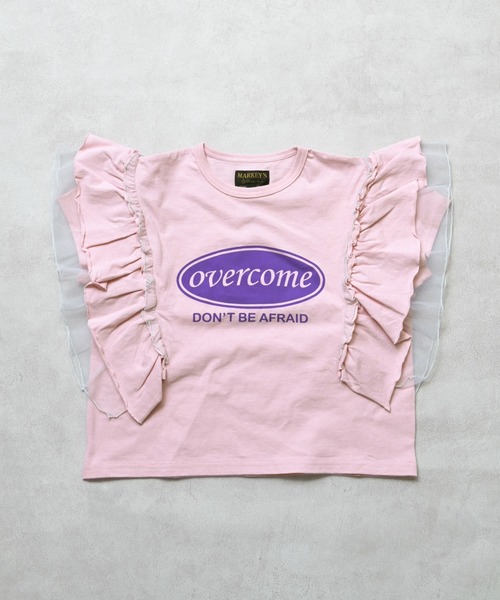 MARKEY'S（マーキーズ）の「チュールフリルカレッジTシャツ（Tシャツ/カットソー・キッズ・モスグリーン/チャコール/ライトピンク/ホワイト系その他・100/150/120/110/90/140/130）」の4枚目の写真