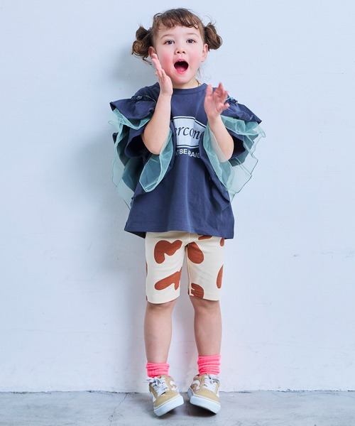 MARKEY'S（マーキーズ）の「チュールフリルカレッジTシャツ（Tシャツ/カットソー・キッズ・モスグリーン/チャコール/ライトピンク/ホワイト系その他・100/150/120/110/90/140/130）」の14枚目の写真