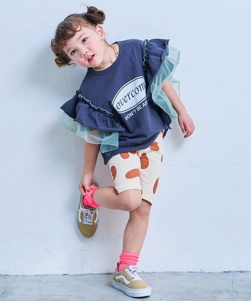 MARKEY'S（マーキーズ）の「チュールフリルカレッジTシャツ（Tシャツ/カットソー・キッズ・モスグリーン/チャコール/ライトピンク/ホワイト系その他・100/150/120/110/90/140/130）」の15枚目の写真