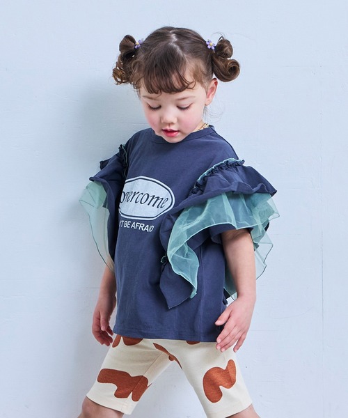 MARKEY'S（マーキーズ）の「チュールフリルカレッジTシャツ（Tシャツ/カットソー・キッズ・モスグリーン/チャコール/ライトピンク/ホワイト系その他・100/150/120/110/90/140/130）」の12枚目の写真