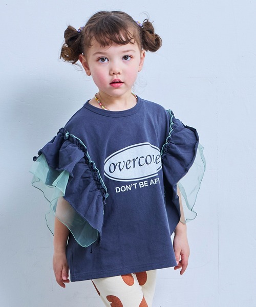 MARKEY'S（マーキーズ）の「チュールフリルカレッジTシャツ（Tシャツ/カットソー・キッズ・モスグリーン/チャコール/ライトピンク/ホワイト系その他・100/150/120/110/90/140/130）」の11枚目の写真