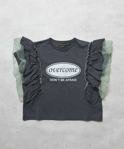 MARKEY'S（マーキーズ）の「チュールフリルカレッジTシャツ（Tシャツ/カットソー・キッズ・モスグリーン/チャコール/ライトピンク/ホワイト系その他・100/150/120/110/90/140/130）」の10枚目の写真