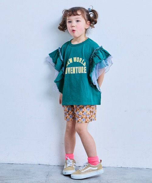 MARKEY'S（マーキーズ）の「チュールフリルカレッジTシャツ（Tシャツ/カットソー・キッズ・モスグリーン/チャコール/ライトピンク/ホワイト系その他・100/150/120/110/90/140/130）」の6枚目の写真