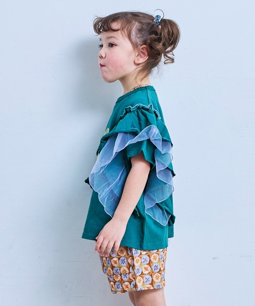 MARKEY'S（マーキーズ）の「チュールフリルカレッジTシャツ（Tシャツ/カットソー・キッズ・モスグリーン/チャコール/ライトピンク/ホワイト系その他・100/150/120/110/90/140/130）」の7枚目の写真