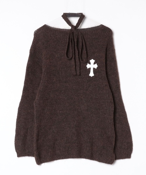 tinkerend(ティンカーエンド)の「Neck String Cross Off-shoulder Knit Dress / ネックストリングクロスオフショルダーニットワンピース(ニット/セーター・レディース・ブラウン・FREE)」の20枚目の写真