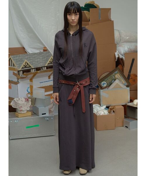 OPEN Yy(オープンワイワイ)の「【Geek Office / ギークオフィス】OPEN YY SLANT ZIP HOODIE(パーカー・レディース・ブラック/チャコールグレー・SMALL)」の3枚目の写真