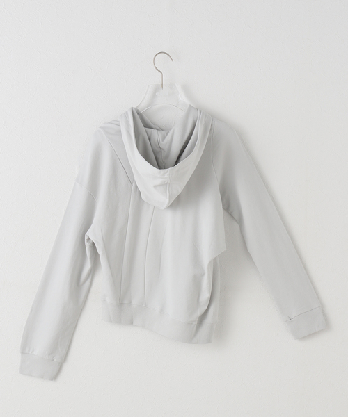 OPEN Yy(オープンワイワイ)の「【Geek Office / ギークオフィス】OPEN YY SLANT ZIP HOODIE(パーカー・レディース・ブラック/チャコールグレー・SMALL)」の8枚目の写真