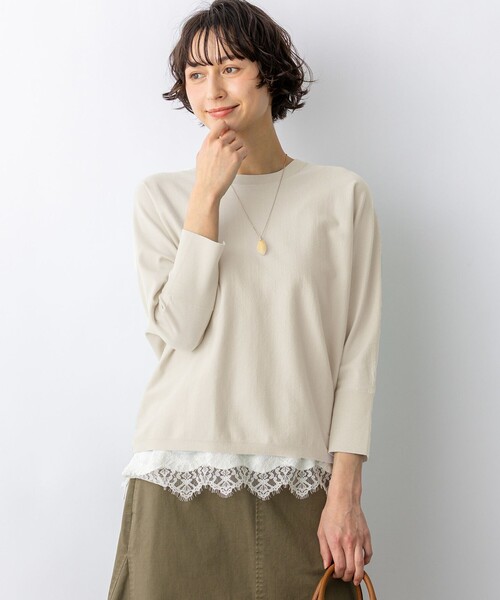 23区(ニジュウサンク)の「ネオコンフォートストレッチ ドルマン ニット(ニット/セーター・レディース・アイボリー系/ネイビー系/スカイブルー系/ローズ系/スモーキーグリーン系・38)」の2枚目の写真