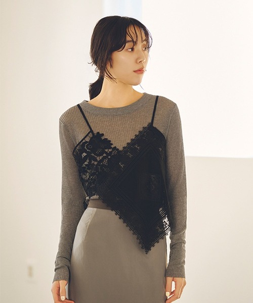 studio CLIP(スタディオクリップ)の「【daily CLIP】シャリシアーニットプルオーバー(ニット/セーター・レディース・グレー/ピンク/アイボリー・FREE)」の4枚目の写真