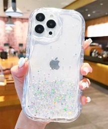THE MILES（ザ マイルズ）の「"01"≪iPhone17/iPhone17Pro/iPhone Air 対応≫ニュアンスカーブ グリッターラメ クリア iPhoneケース（スマホケース/カバー）」