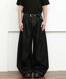 ルミナスブラックデニム ワイドバギー バルーンパンツ