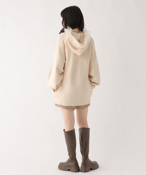 チュールフードニットミニワンピース 643432（ワンピース）｜Heather