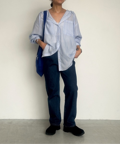 ANGIE(アンジー)の「フード付き オーバーサイズ シアーシャツ(シャツ/ブラウス・レディース・ブラック系その他/ホワイト系その他/グリーン系その他/ブルー系その他・FREE)」の18枚目の写真
