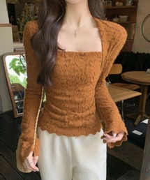 Aelina（エリナ）の「スクエアネックラインレーストップス（Tシャツ/カットソー）」