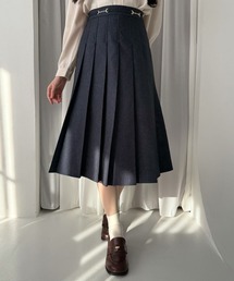 an another angelus | ビット使いデニムライクプリーツスカート(デニムスカート)