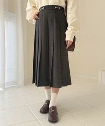 an another angelus | ビット使いデニムライクプリーツスカート/fint フィント(デニムスカート)