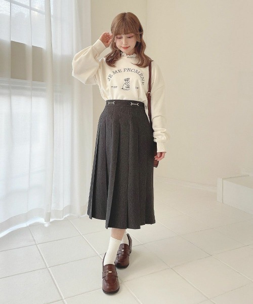 an another angelus（アンアナザーアンジェラス）の「ビット使いデニムライクプリーツスカート/fint フィント（デニムスカート・レディース・ブラック/インディゴブルー・FREE）」の9枚目の写真