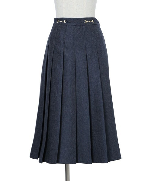 an another angelus（アンアナザーアンジェラス）の「ビット使いデニムライクプリーツスカート/fint フィント（デニムスカート・レディース・ブラック/インディゴブルー・FREE）」の14枚目の写真