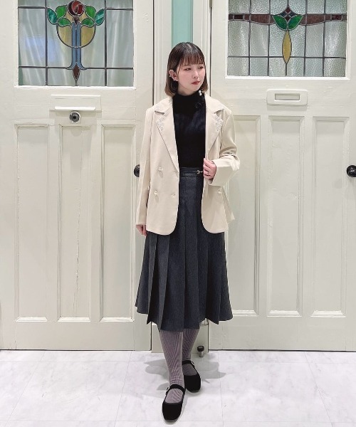 an another angelus（アンアナザーアンジェラス）の「ビット使いデニムライクプリーツスカート/fint フィント（デニムスカート・レディース・ブラック/インディゴブルー・FREE）」の15枚目の写真