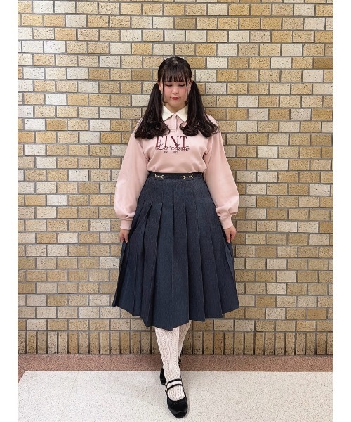 an another angelus（アンアナザーアンジェラス）の「ビット使いデニムライクプリーツスカート/fint フィント（デニムスカート・レディース・ブラック/インディゴブルー・FREE）」の18枚目の写真