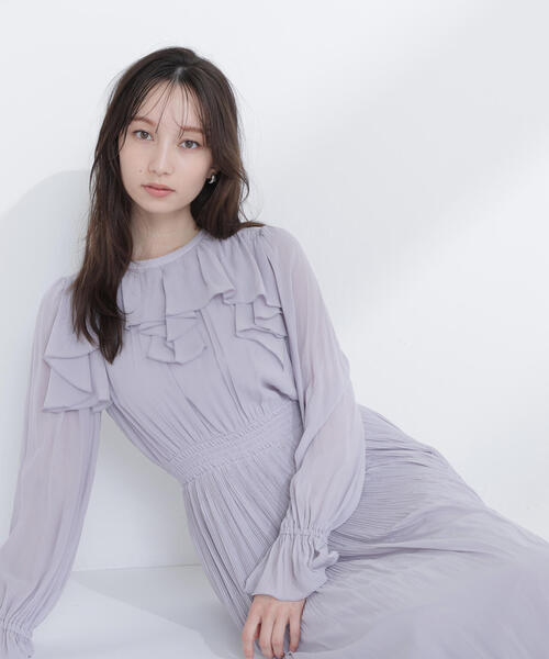 NATURAL BEAUTY BASIC(ナチュラルビューティーベーシック)の「◇ラッフルデザインワンピース(ワンピース・レディース・ラベンダー/ライトグリーン/チャコールグレー・P/S/MEDIUM)」の4枚目の写真