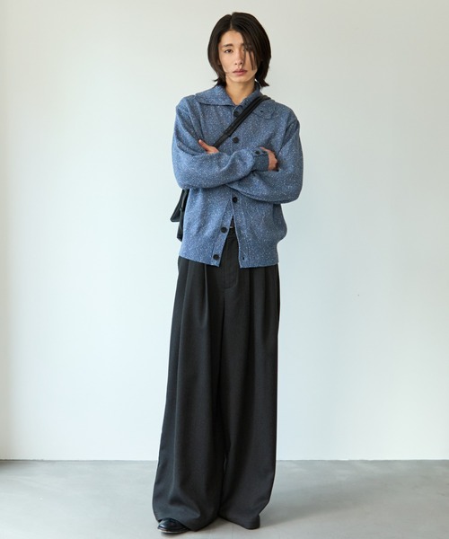 【SINSS】ネップニットカーディガン ブルー Sサイズ Nep knit cardigan / ネップニットカーディガン（ニット/セーター