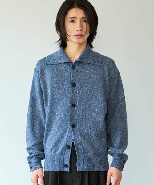 【SINSS】ネップニットカーディガン ブルー Sサイズ Nep knit cardigan / ネップニットカーディガン（ニット/セーター