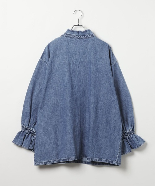 LEPSIM（レプシィム）の「デニムフリルカラーブラウス2　639119（シャツ/ブラウス・レディース・ライトブルー/ブルー・FREE）」の9枚目の写真