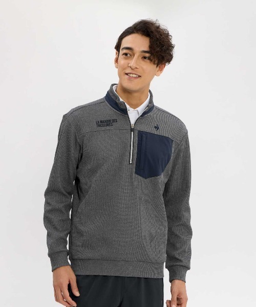 le coq sportif GOLF(ルコックスポルティフゴルフ)の「【DAILY】ワッフルニットハーフジップカットソー(Tシャツ/カットソー・メンズ・ネイビー/グレー・L/XL/3L)」の2枚目の写真