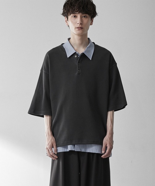RUUBON(ルーボン)の「【RUUBON】henley neck half sleeve Tee / ヘンリーネックハーフスリーブTシャツ(Tシャツ/カットソー・メンズ・チャコールグレー/ホワイト・M/L/S)」の6枚目の写真