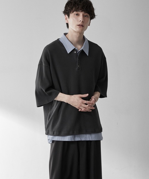 RUUBON(ルーボン)の「【RUUBON】henley neck half sleeve Tee / ヘンリーネックハーフスリーブTシャツ(Tシャツ/カットソー・メンズ・チャコールグレー/ホワイト・M/L/S)」の7枚目の写真