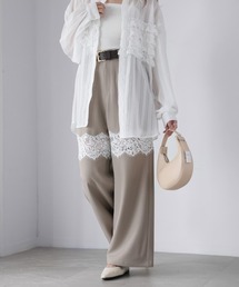 Riberry | レース切り替えワイドパンツ(スラックス)