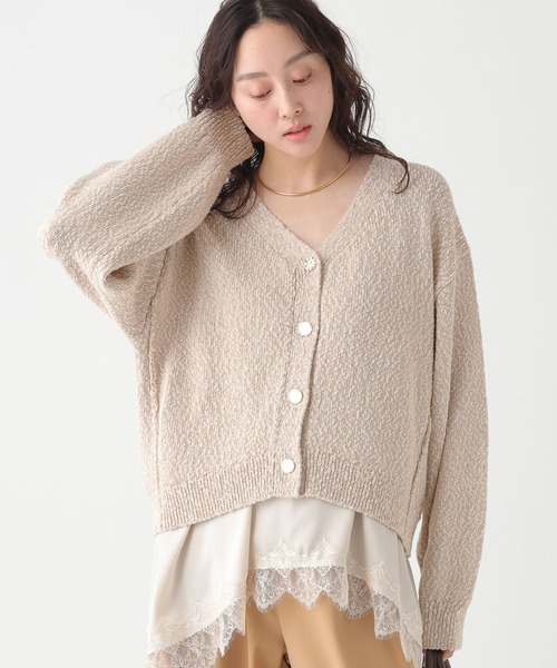 Elura（エルーラ）の「ミックスヤーンカーディガン/661886（カーディガン/ボレロ・レディース・ベージュ/ライトグレー/レッド・FREE）」の2枚目の写真