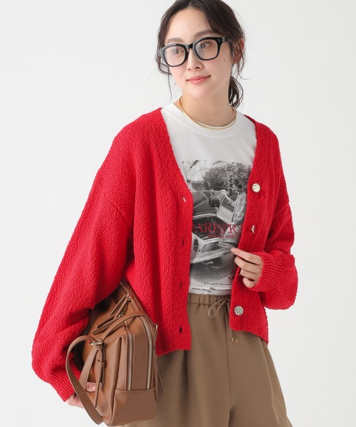 Elura（エルーラ）の「ミックスヤーンカーディガン/661886（カーディガン/ボレロ・レディース・ベージュ/ライトグレー/レッド・FREE）」の3枚目の写真