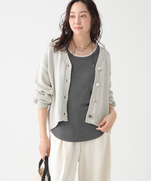 Elura（エルーラ）の「ミックスヤーンカーディガン/661886（カーディガン/ボレロ・レディース・ベージュ/ライトグレー/レッド・FREE）」の4枚目の写真