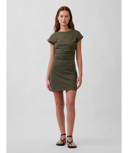 GAP（ギャップ）の「ミニGAPロゴ ルーシュ Tシャツワンピース（ワンピース・レディース・ブラック/オリーブ/ホワイト×ブラック・XXS/L/M/S/XS）」の9枚目の写真