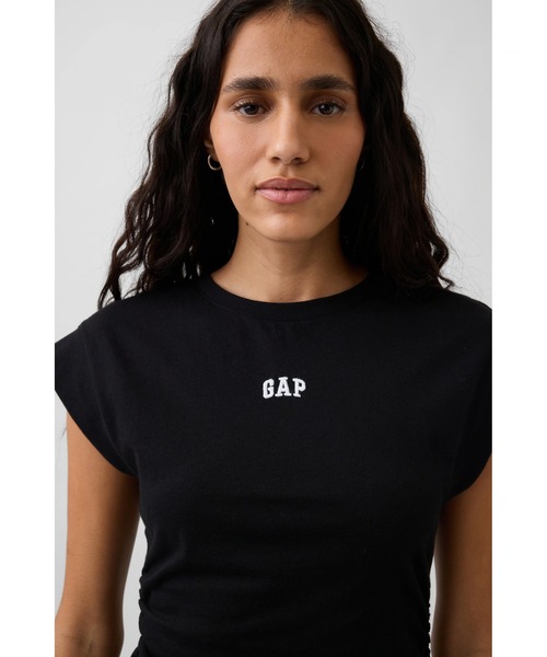 GAP（ギャップ）の「ミニGAPロゴ ルーシュ Tシャツワンピース（ワンピース・レディース・ブラック/オリーブ/ホワイト×ブラック・XXS/L/M/S/XS）」の8枚目の写真