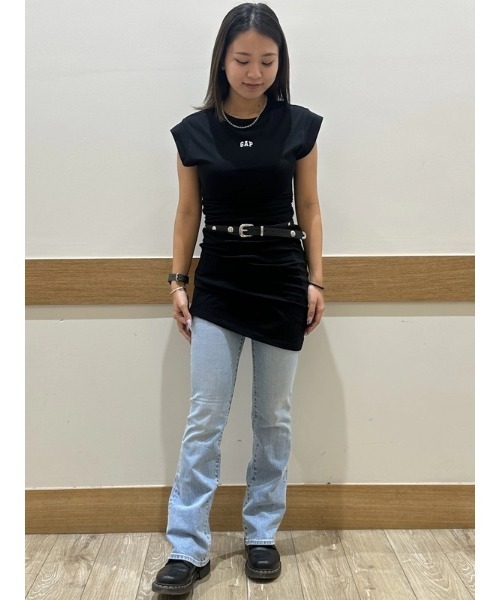 GAP（ギャップ）の「ミニGAPロゴ ルーシュ Tシャツワンピース（ワンピース・レディース・ブラック/オリーブ/ホワイト×ブラック・XXS/L/M/S/XS）」の16枚目の写真