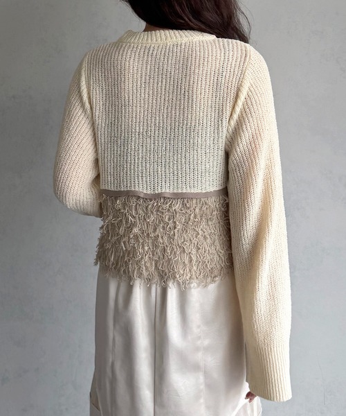 &g'aime(アンジェム)の「【&g'aime 】ループ編み配色ニット Color-Block Loop Knit Top(ニット/セーター・レディース・アイボリー/ブラック/チャコールグレー・FREE)」の10枚目の写真