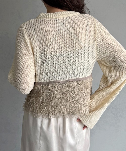 &g'aime(アンジェム)の「【&g'aime 】ループ編み配色ニット Color-Block Loop Knit Top(ニット/セーター・レディース・アイボリー/ブラック/チャコールグレー・FREE)」の11枚目の写真