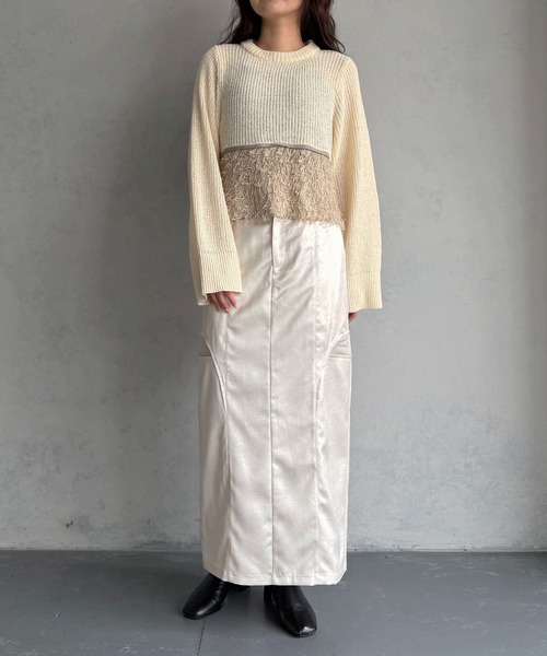 &g'aime(アンジェム)の「【&g'aime 】ループ編み配色ニット Color-Block Loop Knit Top(ニット/セーター・レディース・アイボリー/ブラック/チャコールグレー・FREE)」の12枚目の写真