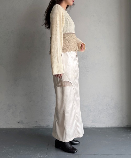 &g'aime(アンジェム)の「【&g'aime 】ループ編み配色ニット Color-Block Loop Knit Top(ニット/セーター・レディース・アイボリー/ブラック/チャコールグレー・FREE)」の13枚目の写真